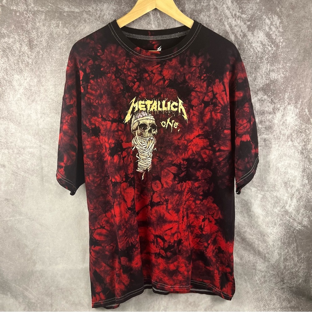 Metallica Shirt Mens XXL Red Tie Dyed Pinhead Graphic One Rock Band Heavy Metal